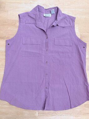 Vintage 90s Vest Tank Top Magenta Pink Plaid Lines Suede Soft Cottage Grandma L